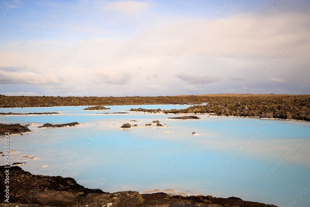 Blue lagoon - Volcanic formations filled with white-blue warm water.