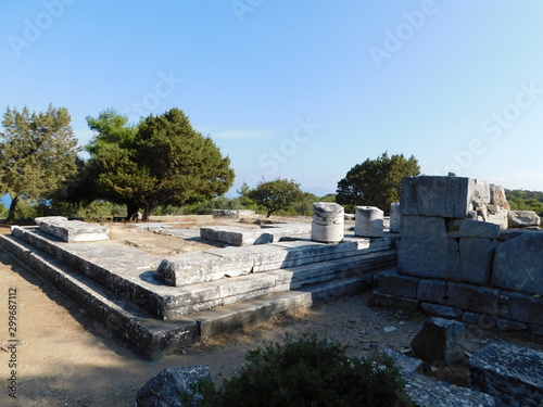 Ruins of the ancient temple of Nemesis, in Rhamnous, Attica, Greece photo