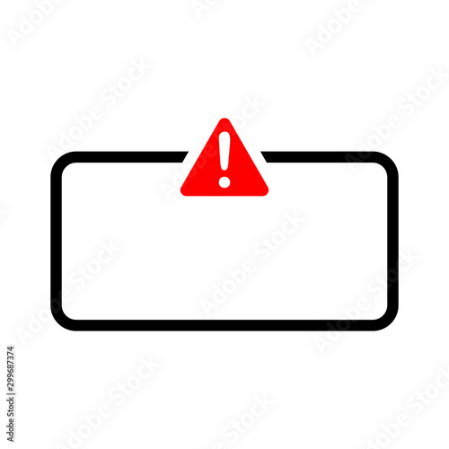 Caution sign with empty space in black rounded line frame and circle sign with exclamation mark isolated on white background. Attention icon for poster or signboard.