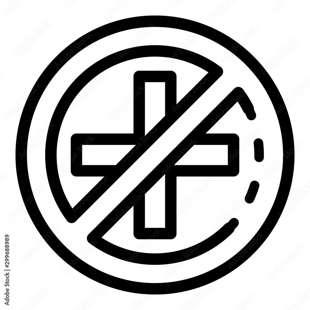 No medical help icon. Outline no medical help vector icon for web design isolated on white background No medical help icon. Outline no medical help vector icon for web design isolated on white background