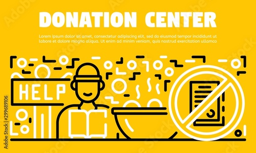Donation center banner. Outline illustration of donation center vector banner for web design