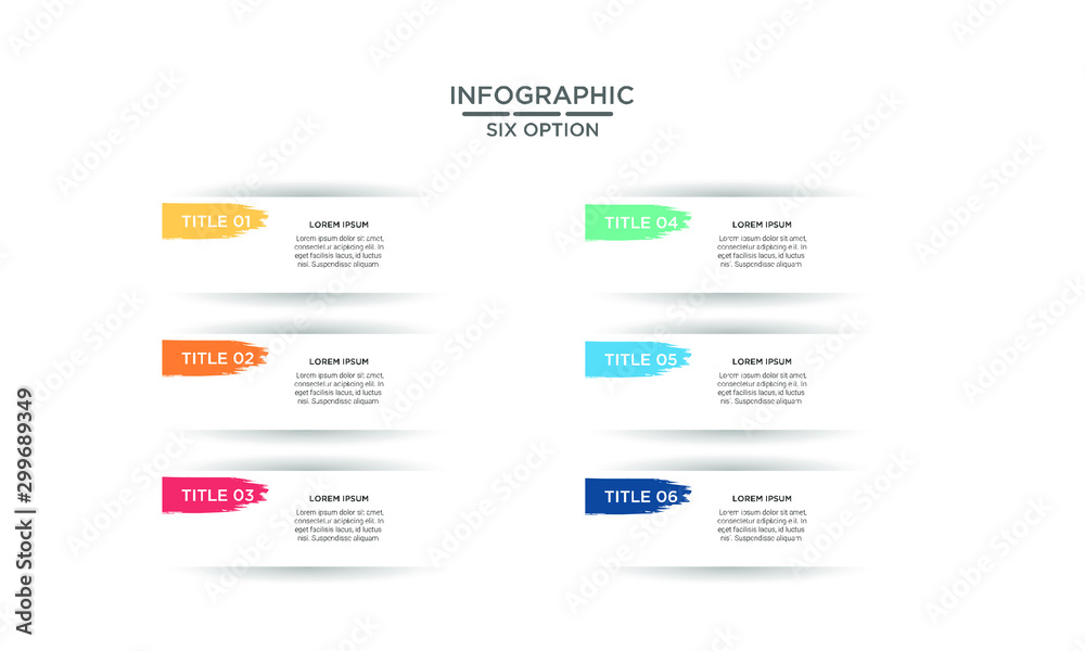 Six 6 Options brush stroke infographic step chart workflow element Plan Slide Template Six 6 Options brush stroke infographic step chart workflow element Plan Slide Template