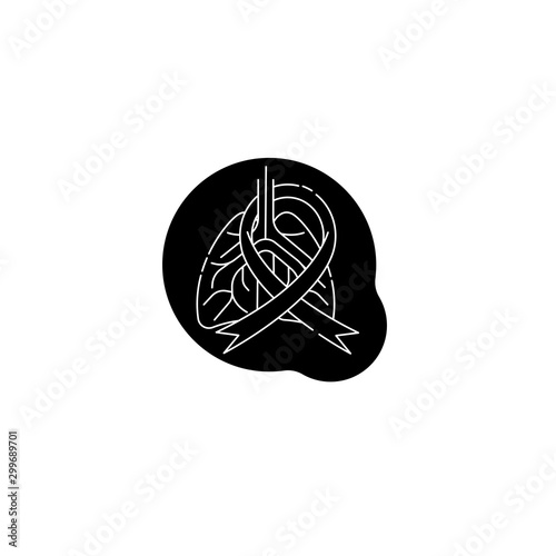 Lungs pulmonary icon, simple flat style. Internal organs of the human design element, logo. Asthma, tuberculosis, pneumonia, medicine concept. Isolated on white background. Vector illustration
