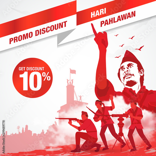 Selamat hari pahlawan nasional. Translation: Happy Indonesian National Heroes day. vector illustration for greeting card