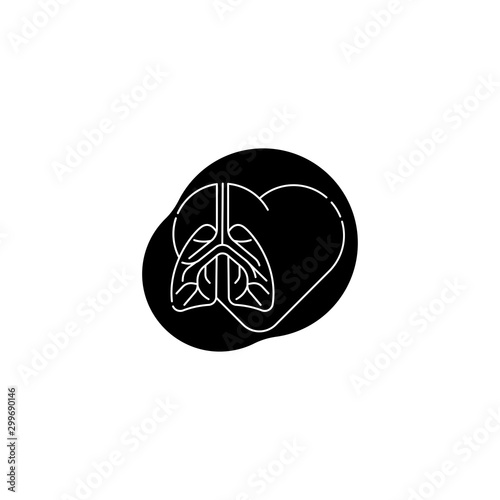 Lungs pulmonary icon, simple flat style. Internal organs of the human design element, logo. Asthma, tuberculosis, pneumonia, medicine concept. Isolated on white background. Vector illustration