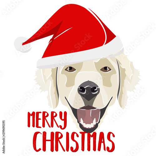 Illustration Hund Golden Retriever Frohe Weihnachten