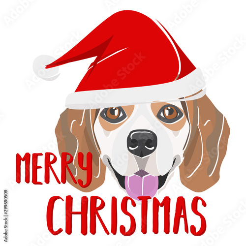 Illustration Hund Beagle Frohe Weihnachten