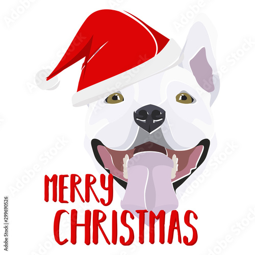 Illustration Hund Bullterrier Frohe Weihnachten