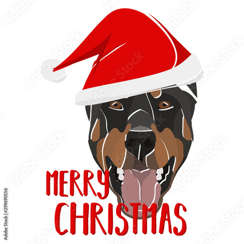 Illustration Hund Dobermann Frohe Weihnachten
