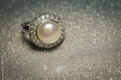 White Pearl Silver Ring