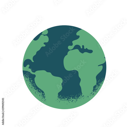 Green planet Earth isolated on white background. Nature vector concept for happy Earth day and saving the planet