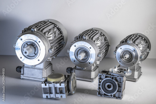 Electric motors with gearboxes needed for the bottling line industrial equipment