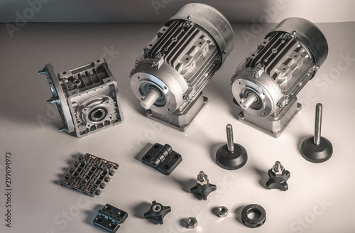 Electric motors with gearboxes needed for the bottling line industrial equipment