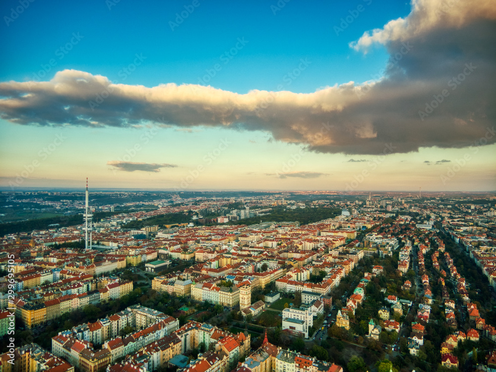 Fototapeta premium aerial view around Prague's tv tower