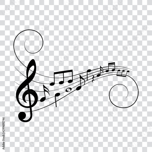 Musical design element  music notes  isolated  vector illustration.