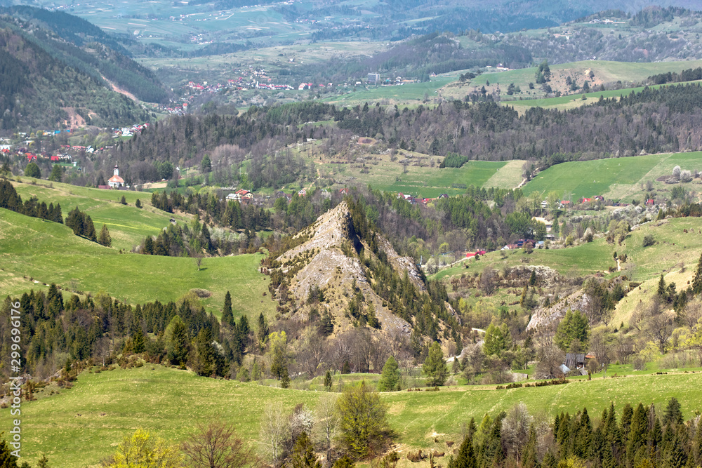 Mountain valley. Smolegowa Skala in Pieniny Mountains. 