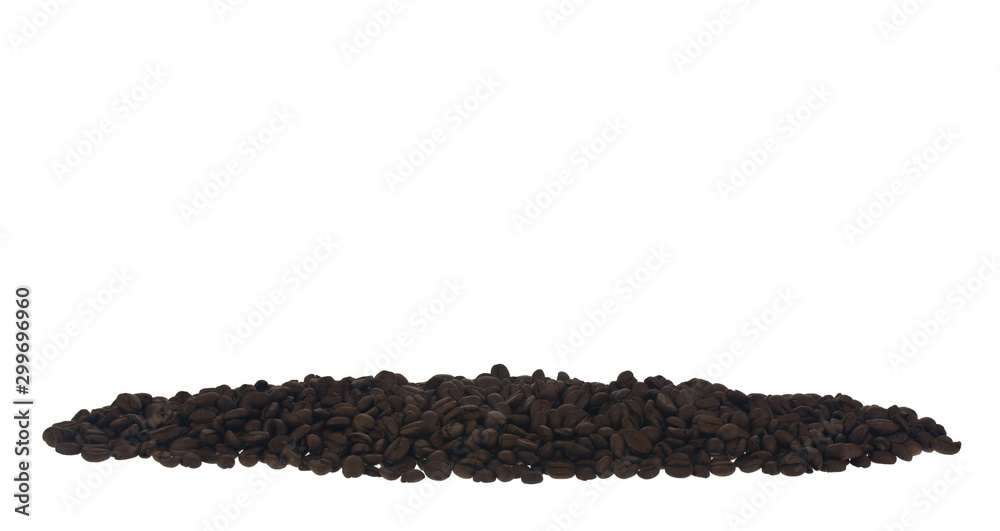 Εκτύπωση καμβά A pile of roasted coffee beans Isolated on a white background.