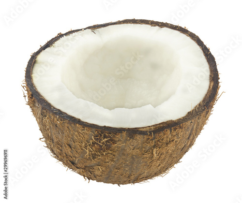 Half coconut Isolated on a white background.