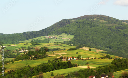 Mount Makowica in Beskid Sadecki, View from village Przysietnica, Poland.