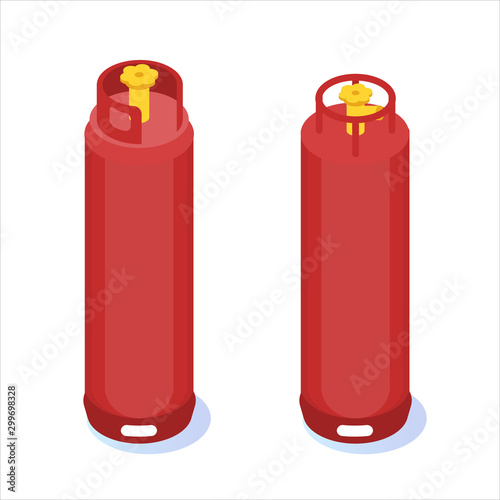 Compressed gas, tank balloon storages isometric icon. Vector illustration