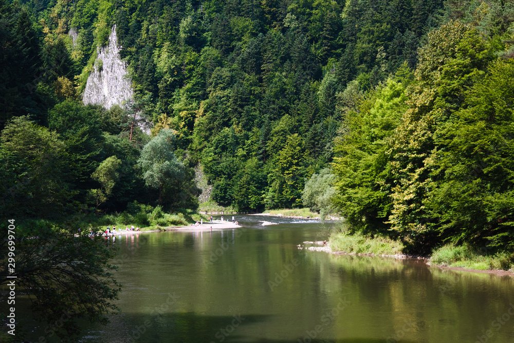 Dunajec River Gorge and Rygle Sokolicy. Pieniny Mountains in summer, Poland.