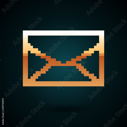 Gold line Envelope icon isolated on dark blue background. Email message letter symbol. Vector Illustration