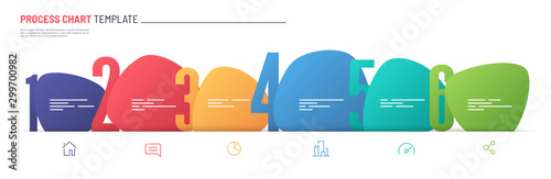 Vector infographic numbered process chart template. Six steps