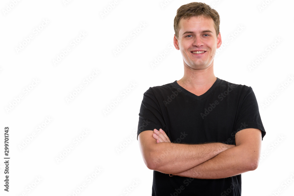 Obraz premium Studio shot of young man isolated against white background