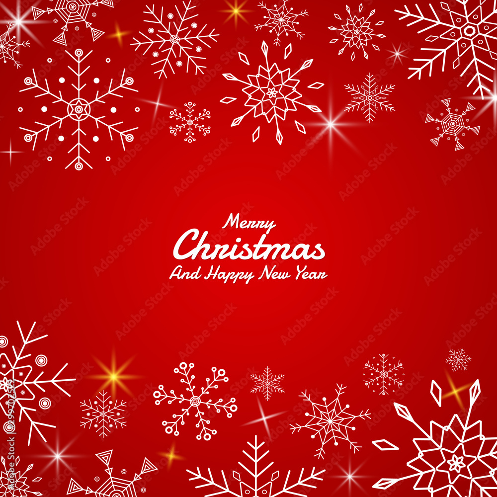 Snowflake red background design shine light with space for your text