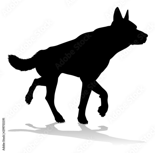 A detailed animal silhouette of a pet dog photo