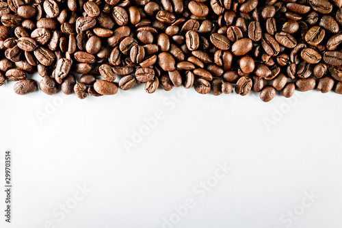 flame with coffee beans on white background