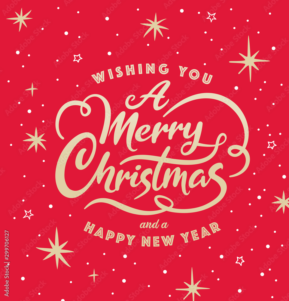 Merry Christmas and Happy New Year lettering design