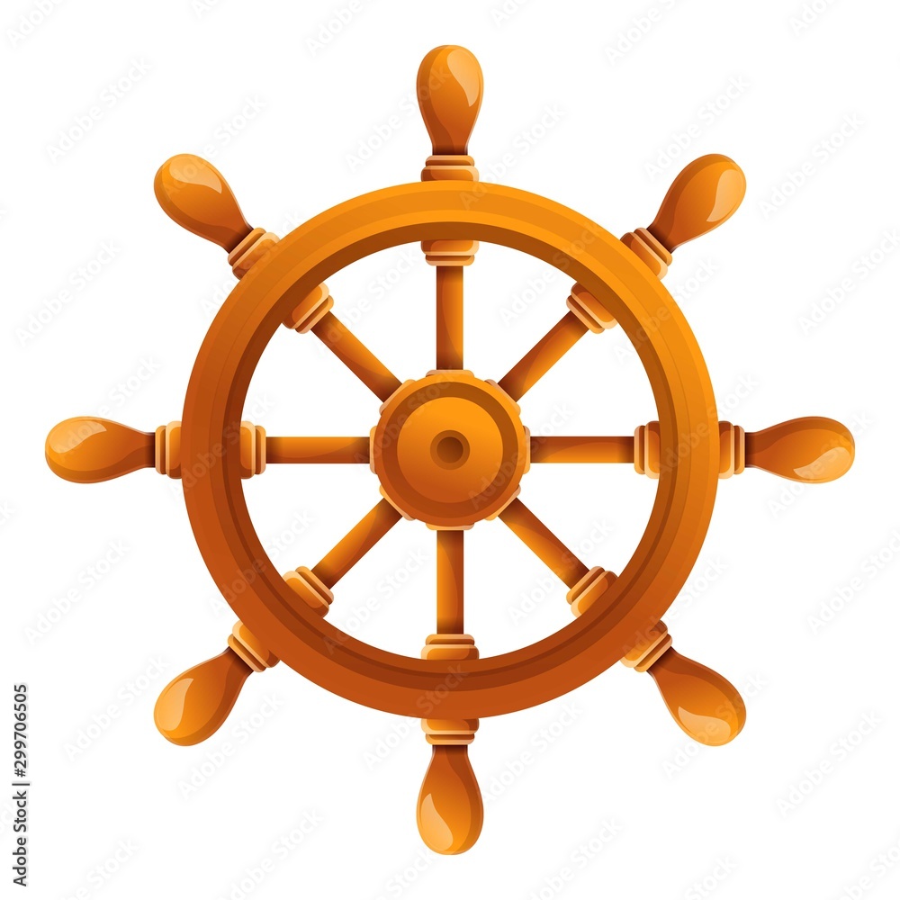 Ship steering wheel icon. Cartoon of ship steering wheel vector icon for  web design isolated on white background Stock Vector | Adobe Stock