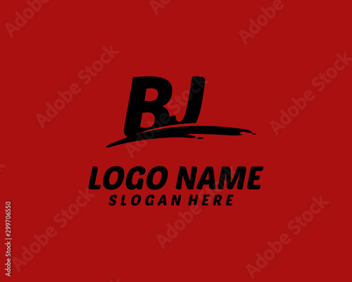 BJ Initial with splash logo vector