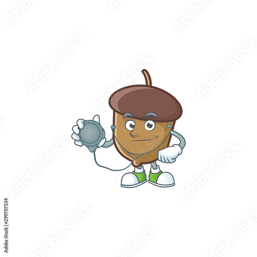 cartoon acorn seed with doctor character shape