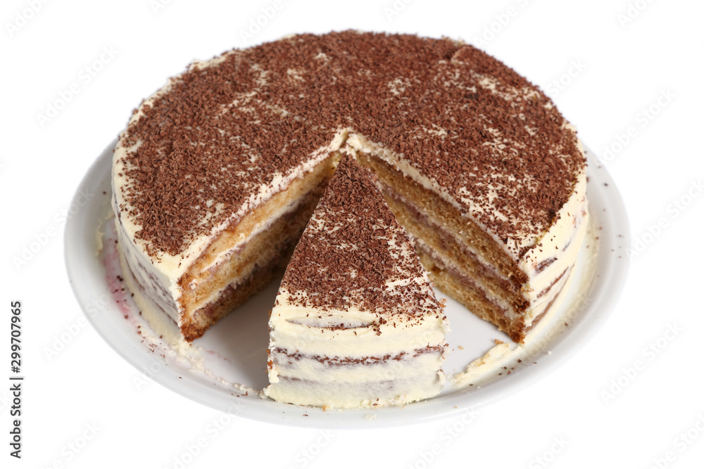 Layer cake with buttercream and jam. Isolated on white background. Layer cake with buttercream and jam. Isolated on white background.