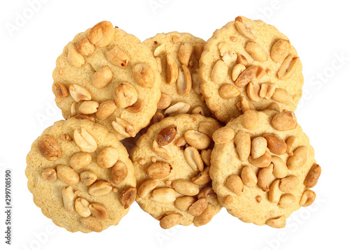 Peanut сookies. Isolated on a white background. Directly Above.