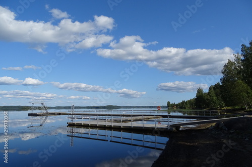 bathing pontoon at a Finnish lake 