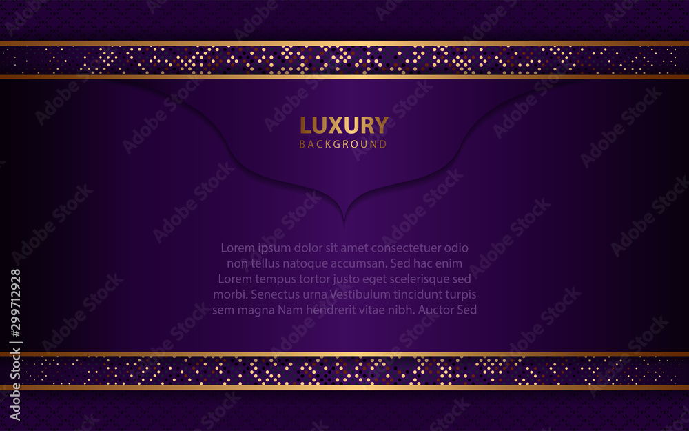 Abstract dark purple paper shapes overlapping background a combination with glowing light. Luxury and modern concept vector design template for element cover, banner, card, advertising, corporate