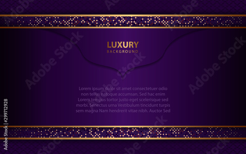 Abstract dark purple paper shapes overlapping background a combination with glowing light. Luxury and modern concept vector design template for element cover, banner, card, advertising, corporate