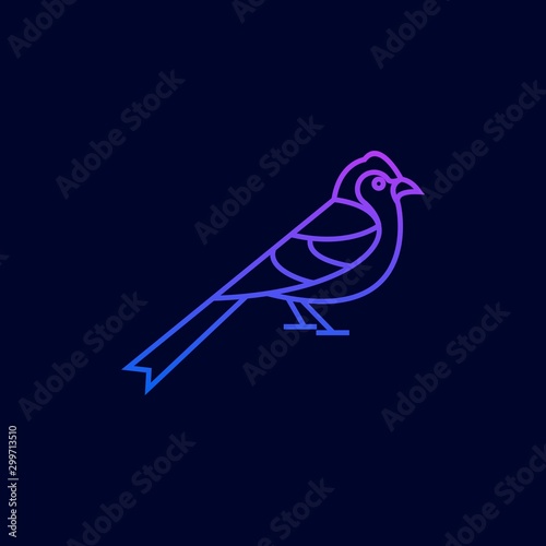 Beautiful Line Art Sparrow Illustration Design Template.