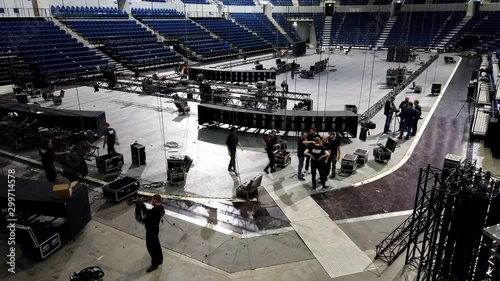 timelapse technical preparation for a rock concert at the stadium