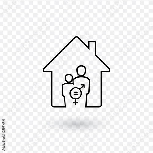 Silhouette family gender safe at home as man and woman. Gender icon. Stock Vector illustration isolated on background.