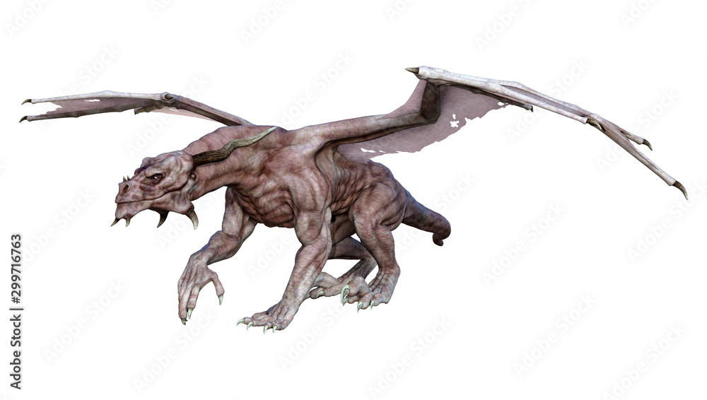 Fototapeta premium 3D Rendering Fairy Tale Dragon on White