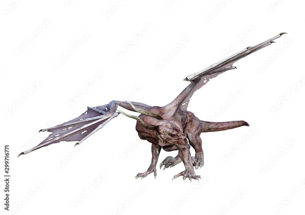 3D Rendering Fairy Tale Dragon on White