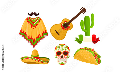 Mexico symbol set. Vector illustration on a white background.