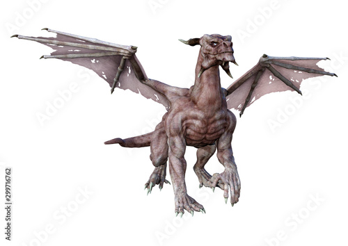 3D Rendering Fairy Tale Dragon on White