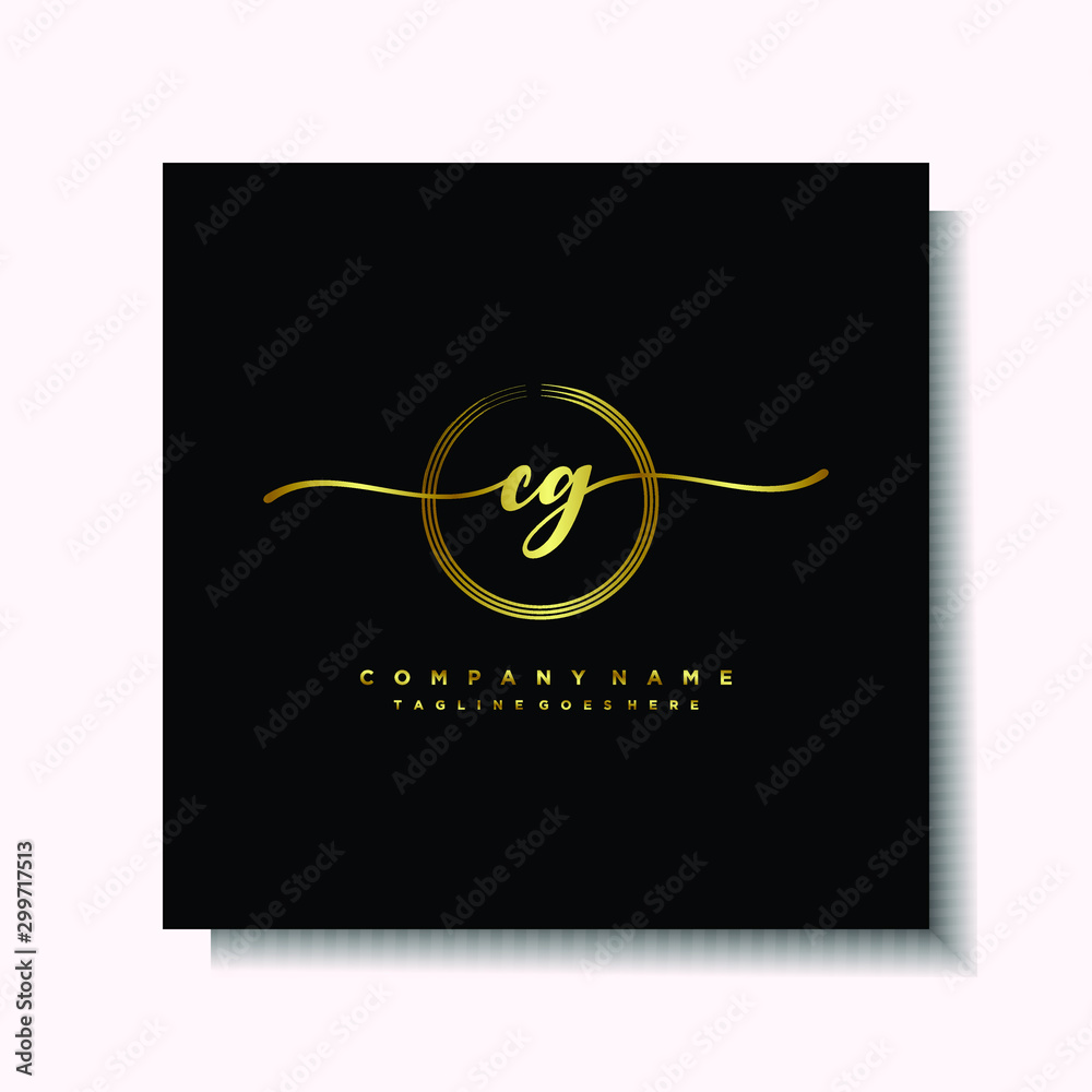 Initial CG Handwriting logo brush circle template is gold color. Handwriting logo minimalist Gold color luxury Initial CG Handwriting logo brush circle template is gold color. Handwriting logo minimalist Gold color luxury