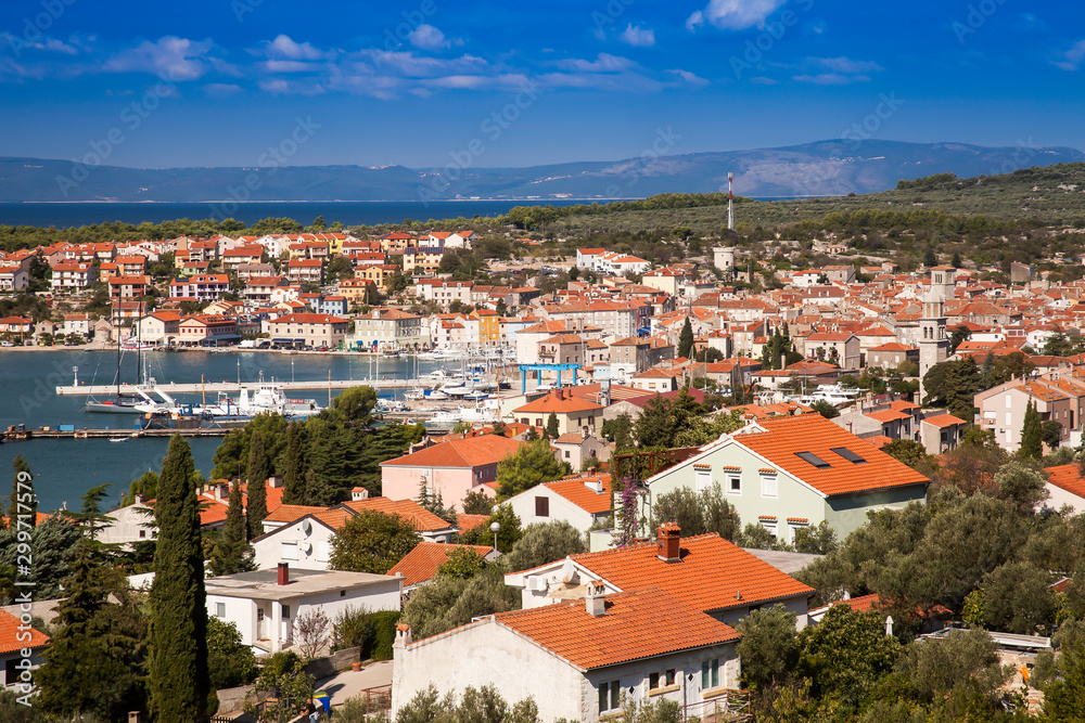 View onto the port of Cres, Croatia, Europe
