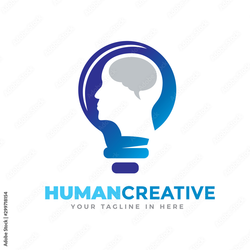 Smart human bulb art phsycology logo design inspiration Smart human bulb art phsycology logo design inspiration